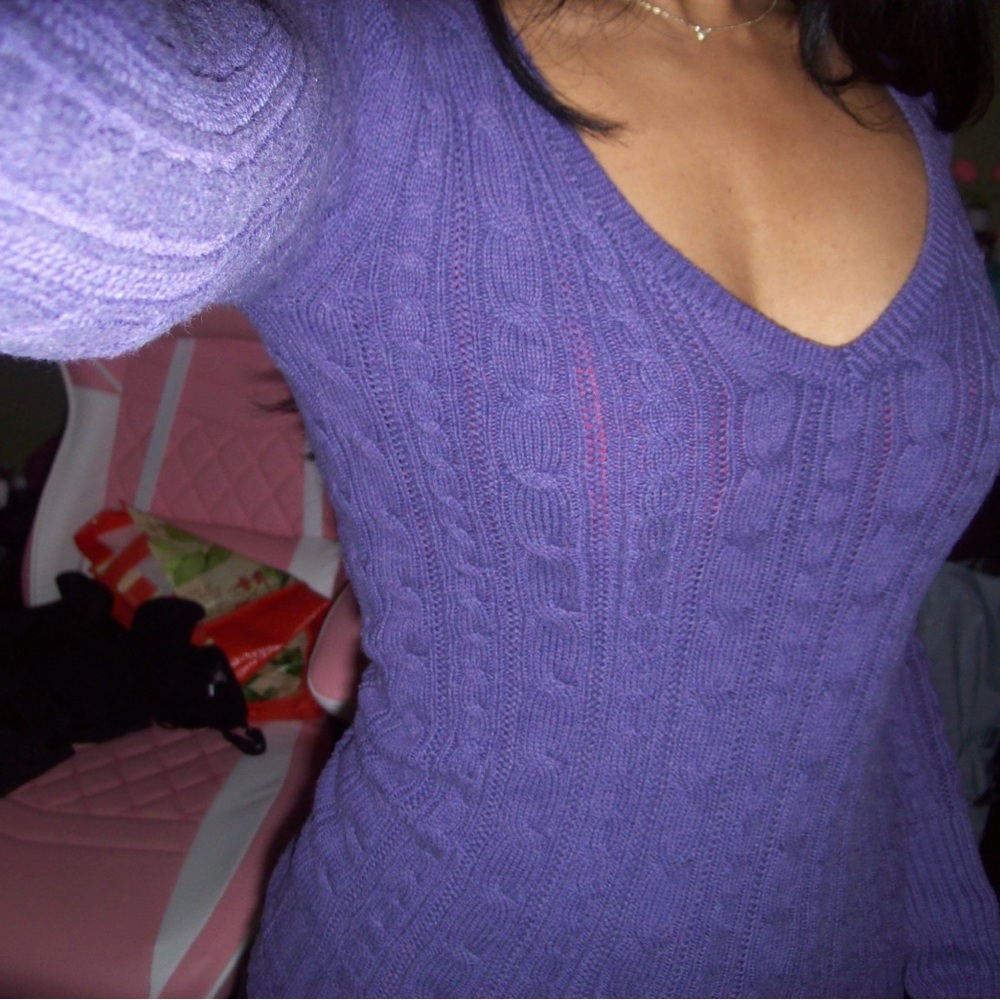 Purple Cable Knit Women's Sweater